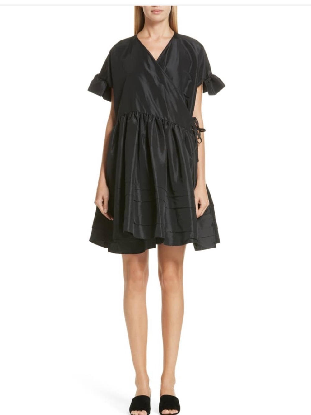 Prisca Wrap-Front Taffeta Mini Dress